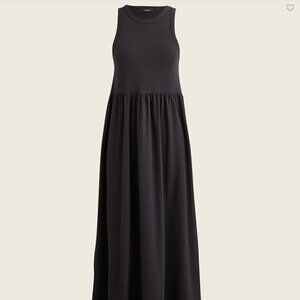 NWT J. Crew Black Crew Neck Sleeveless Tank A-Line Maxi Dress 100% Cotton Small